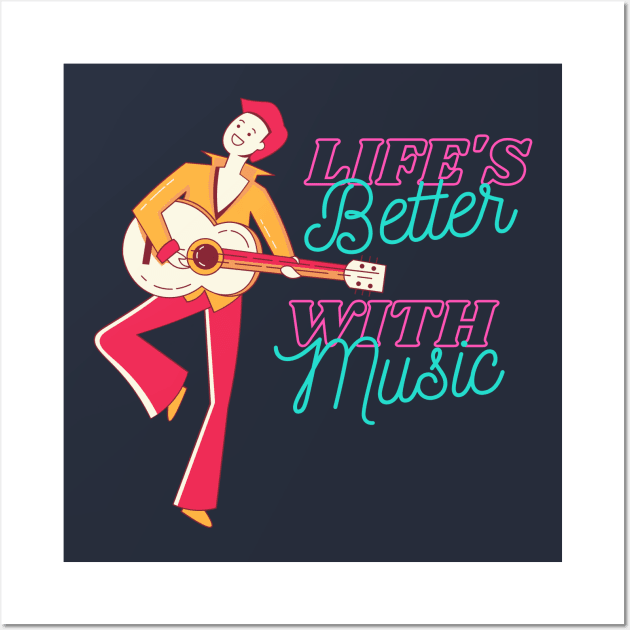 Musician Lover Quote - Life's better with Music Wall Art by Moshi Moshi Designs